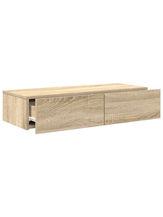Sienas plaukts ar atvilktnēm ozolkoka 80x33x17 cm