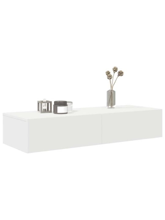 Sienas plaukts ar atvilktnēm balts 100x36x19 cm