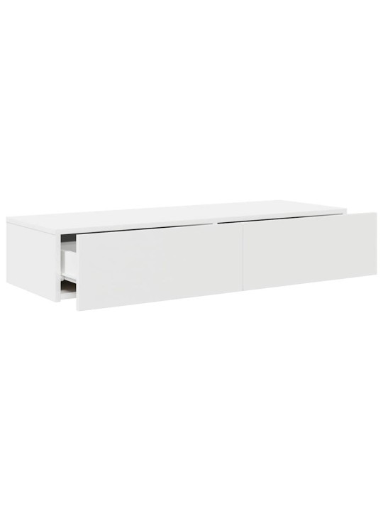 Sienas plaukts ar atvilktnēm balts 100x36x19 cm