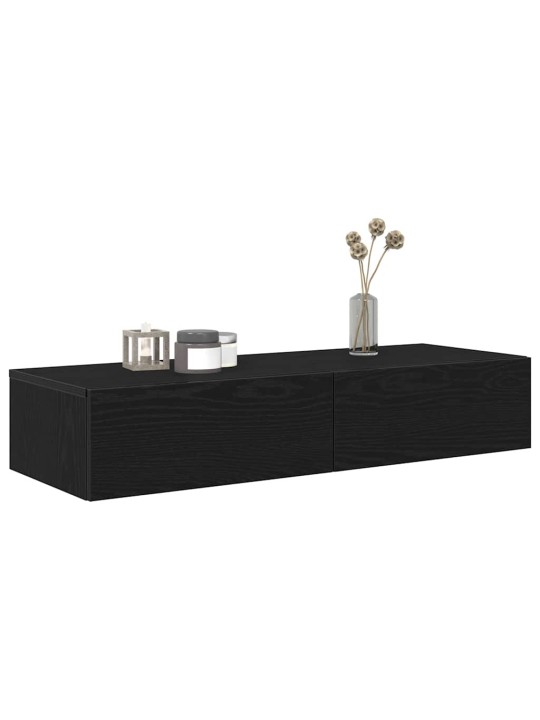 Sienas plaukts ar atvilktnēm melns 100x36x19 cm