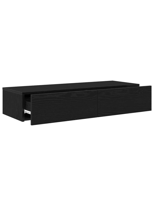 Sienas plaukts ar atvilktnēm melns 100x36x19 cm
