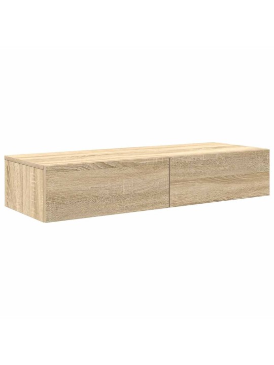 Sienas plaukts ar atvilktnēm ozolkoka 100x36x19 cm