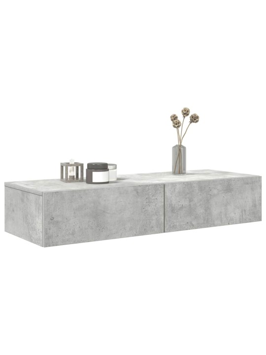 Sienas plaukts ar atvilktnēm betona pelēks 100x36x19 cm
