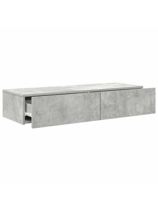 Sienas plaukts ar atvilktnēm betona pelēks 100x36x19 cm