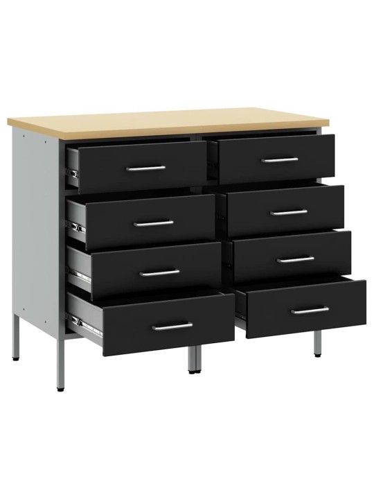 Darba skapis ar slēdzeni 2 pcs melns un pelēks 100 x 55 x 85 cm