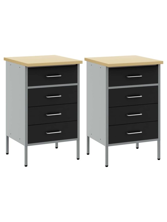 Darba skapis ar slēdzeni 2 pcs melns un pelēks 100 x 55 x 85 cm