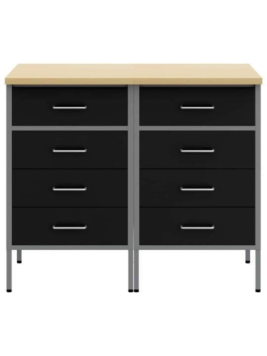 Darba skapis ar slēdzeni 2 pcs melns un pelēks 100 x 55 x 85 cm