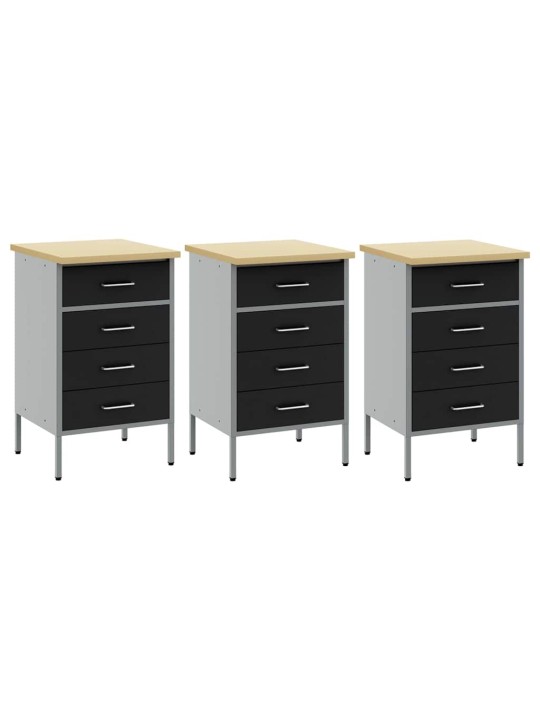 Darba skapis ar slēdzeni 3 pcs melns un pelēks 150 x 55 x 85 cm
