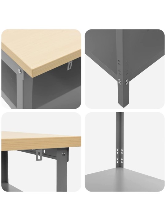 Darbagalda komplekts 2 pcs pelēka 200 x 55 x 85 cm tērauds
