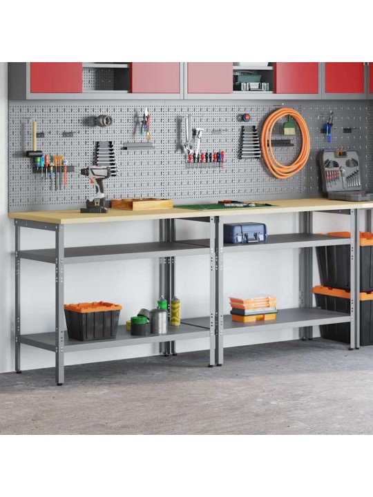 Darbagalda komplekts 2 pcs pelēka 200 x 55 x 85 cm tērauds