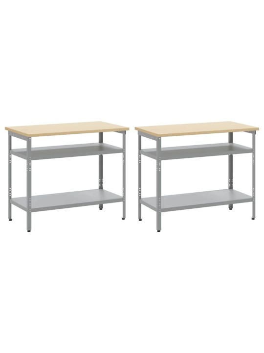 Darbagalda komplekts 2 pcs pelēka 200 x 55 x 85 cm tērauds