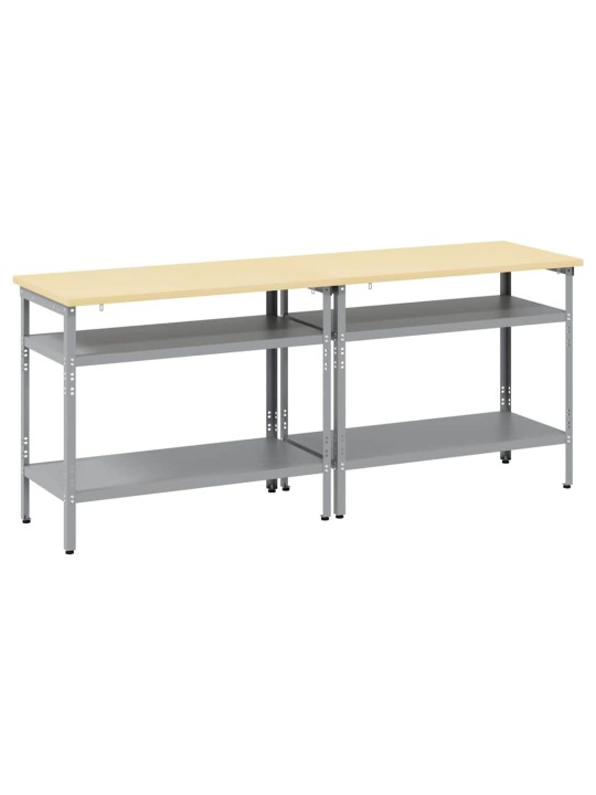 Darbagalda komplekts 2 pcs pelēka 200 x 55 x 85 cm tērauds