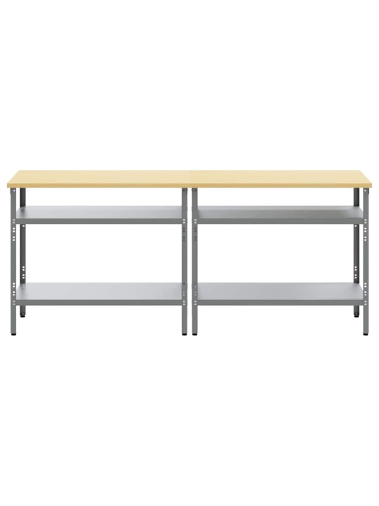 Darbagalda komplekts 2 pcs pelēka 200 x 55 x 85 cm tērauds