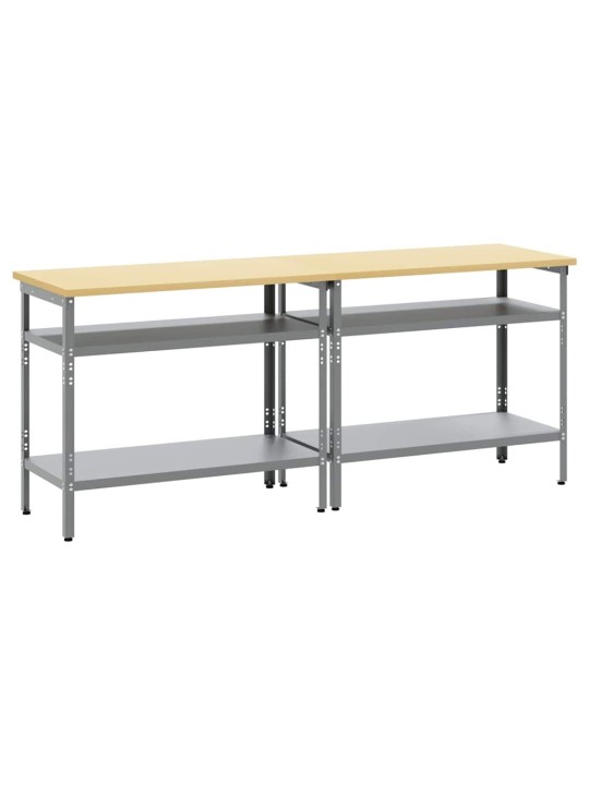Darbagalda komplekts 2 pcs pelēka 200 x 55 x 85 cm tērauds