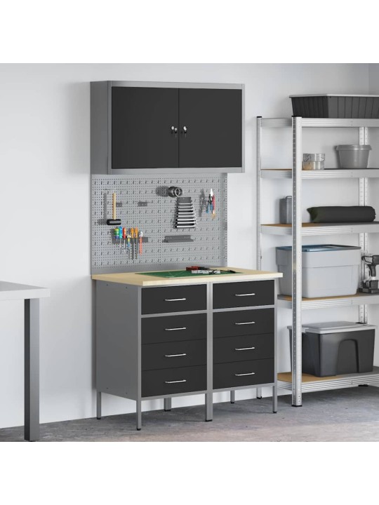 Darbagalds ar atvilktni 5 pcs melna 100 x 55 x 200 cm tērauds