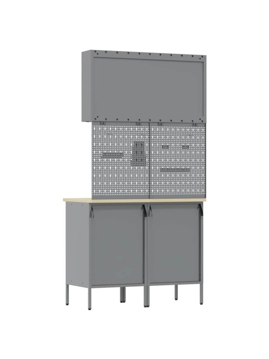 Darbagalds ar atvilktni 5 pcs melna 100 x 55 x 200 cm tērauds