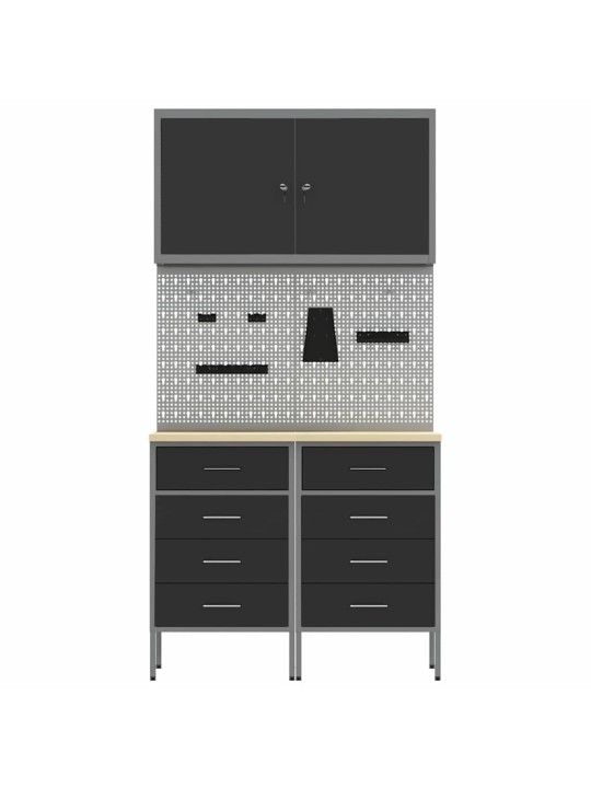 Darbagalds ar atvilktni 5 pcs melna 100 x 55 x 200 cm tērauds