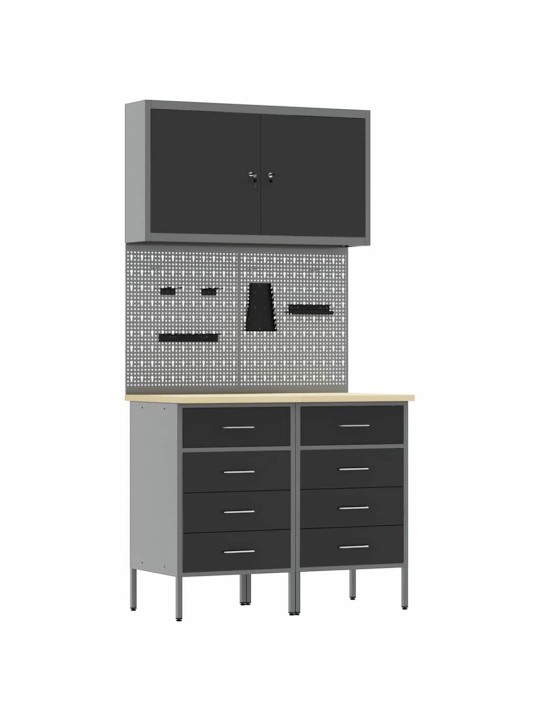Darbagalds ar atvilktni 5 pcs melna 100 x 55 x 200 cm tērauds