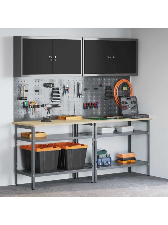 Darbagalda komplekts 8 pcs pelēka 200 x 55 x 200 cm tērauds