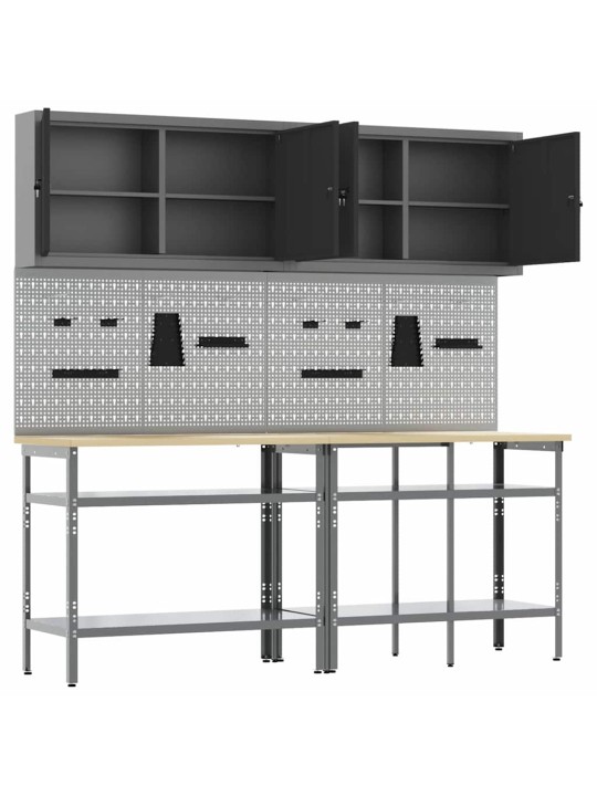 Darbagalda komplekts 8 pcs pelēka 200 x 55 x 200 cm tērauds