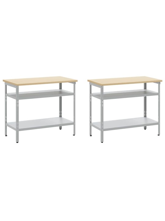 Darbagalda komplekts 8 pcs pelēka 200 x 55 x 200 cm tērauds