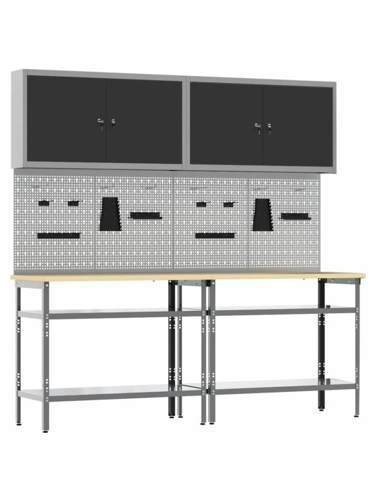 Darbagalda komplekts 8 pcs pelēka 200 x 55 x 200 cm tērauds