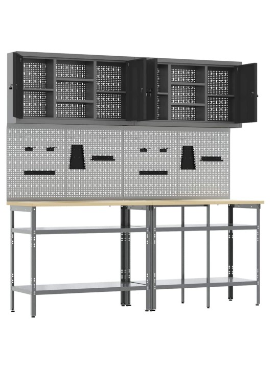 Darbagalda komplekts 8 pcs pelēka 200 x 55 x 200 cm tērauds