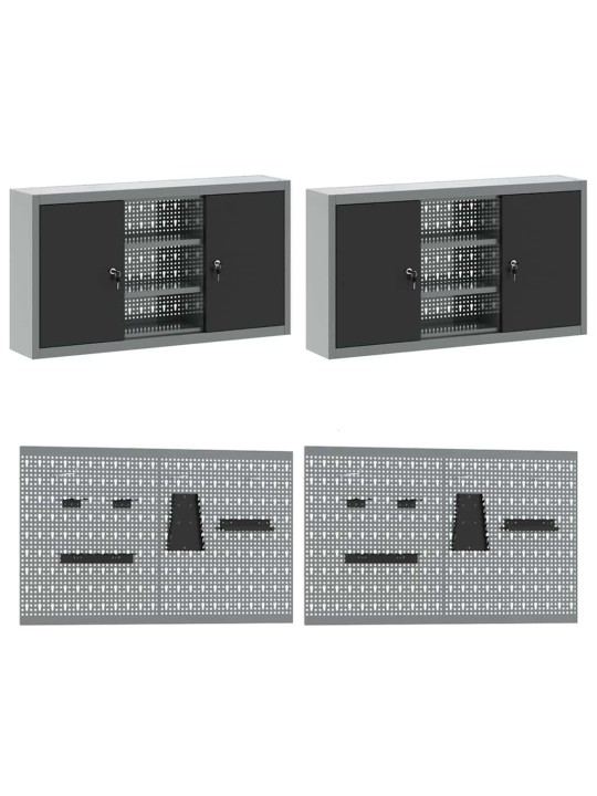 Darbagalda komplekts 8 pcs pelēka 200 x 55 x 200 cm tērauds