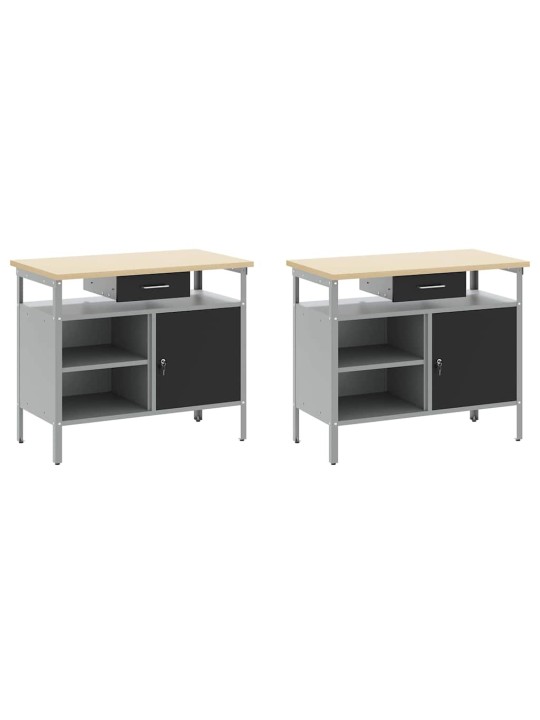 Darbagalda komplekts 8 pcs pelēka 200 x 55 x 200 cm tērauds