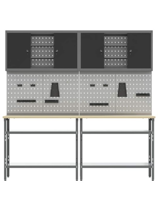 Darbagalda komplekts 8 pcs pelēka 200 x 55 x 200 cm tērauds