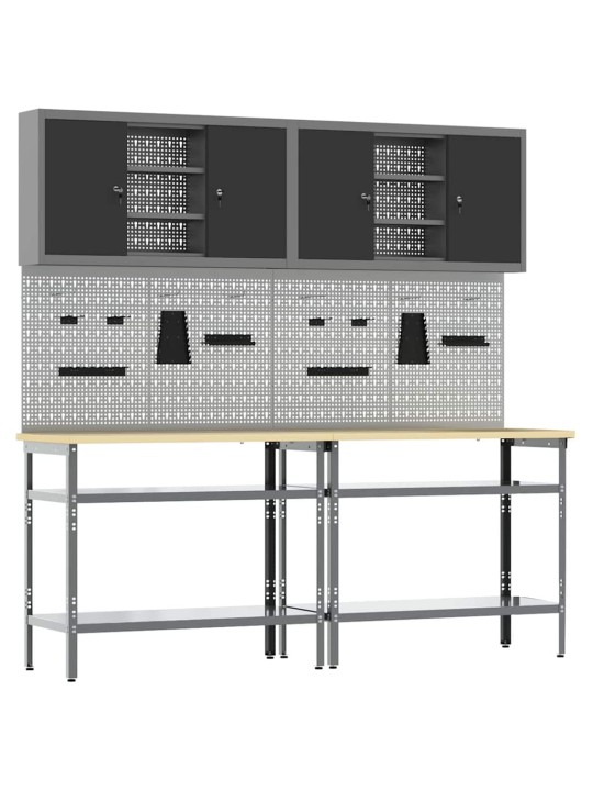 Darbagalda komplekts 8 pcs pelēka 200 x 55 x 200 cm tērauds