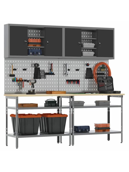 Darbagalda komplekts 8 pcs pelēka 200 x 55 x 200 cm tērauds
