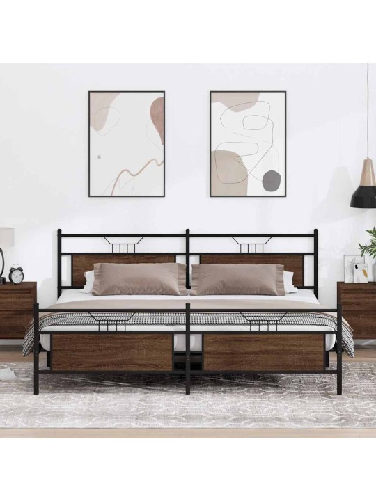 Gultas rāmis bez matrača, metāls, 200x200 cm, ozolkoka krāsa