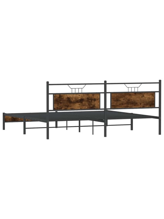 Gultas rāmis bez matrača, metāls, 200x200cm, ozolkoka imitācija