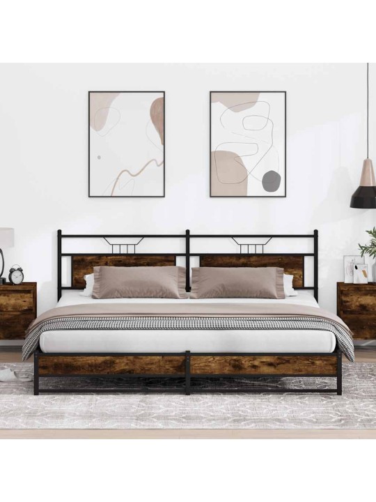 Gultas rāmis bez matrača, metāls, 200x200cm, ozolkoka imitācija