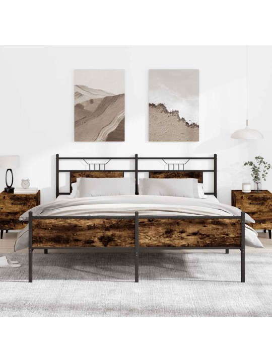 Gultas rāmis bez matrača, metāls, 160x200cm, ozolkoka imitācija