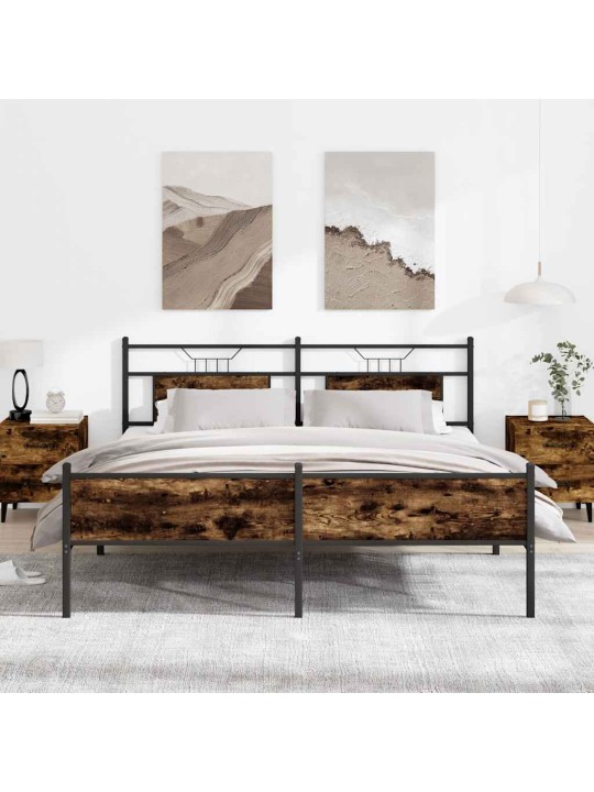 Gultas rāmis bez matrača, metāls, 180x200cm, ozolkoka imitācija