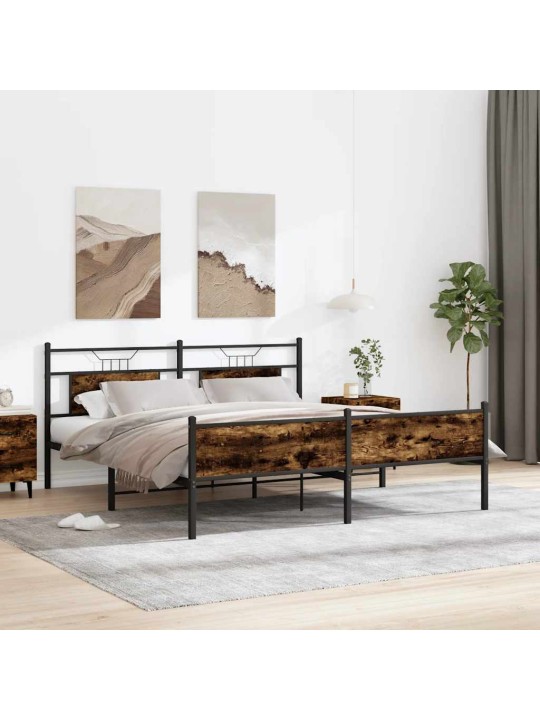 Gultas rāmis bez matrača, metāls, 180x200cm, ozolkoka imitācija