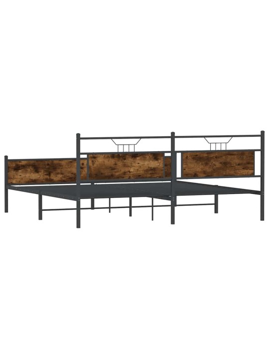 Gultas rāmis bez matrača, metāls, 200x200cm, ozolkoka imitācija