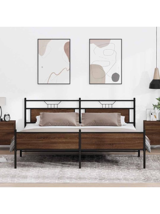 Gultas rāmis bez matrača, metāls, 200x200 cm, ozolkoka krāsa