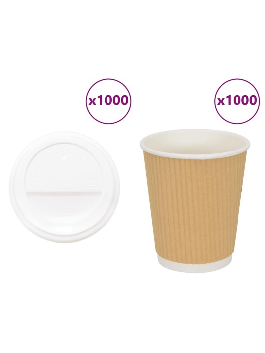 Papīra kafijas krūzes ar vākiem 1000 gab 8 unces 200 ml