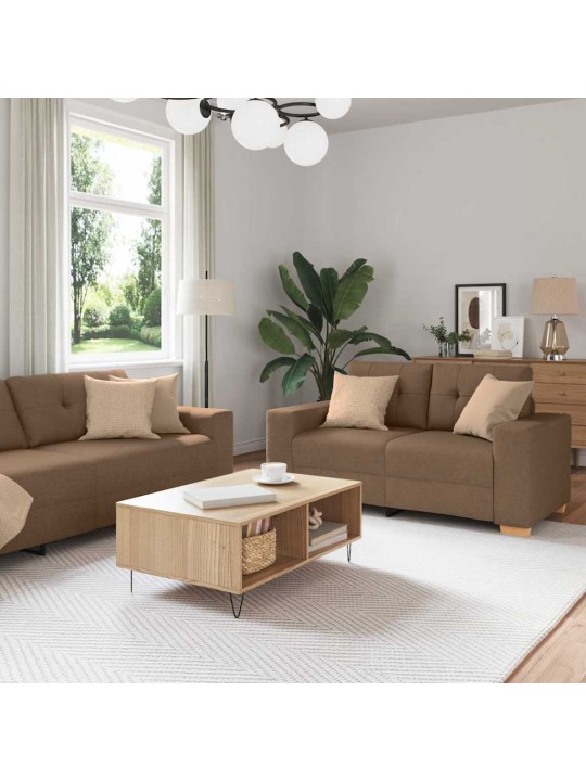 Dīvānu komplekts 2 pcs brūna 221 x 78 x 80 cm audums: audums