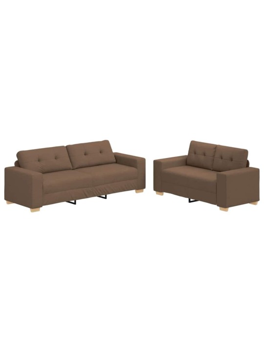 Dīvānu komplekts 2 pcs brūna 221 x 78 x 80 cm audums: audums