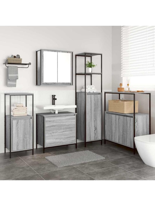 Vannas istabas mēbeļu komplekts 5 pcs pelēka 76.5 x 35 x 95 cm