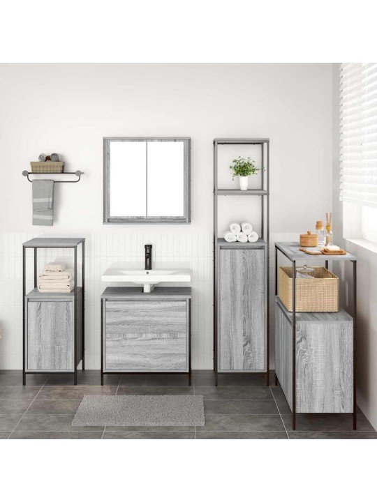 Vannas istabas mēbeļu komplekts 5 pcs pelēka 76.5 x 35 x 95 cm