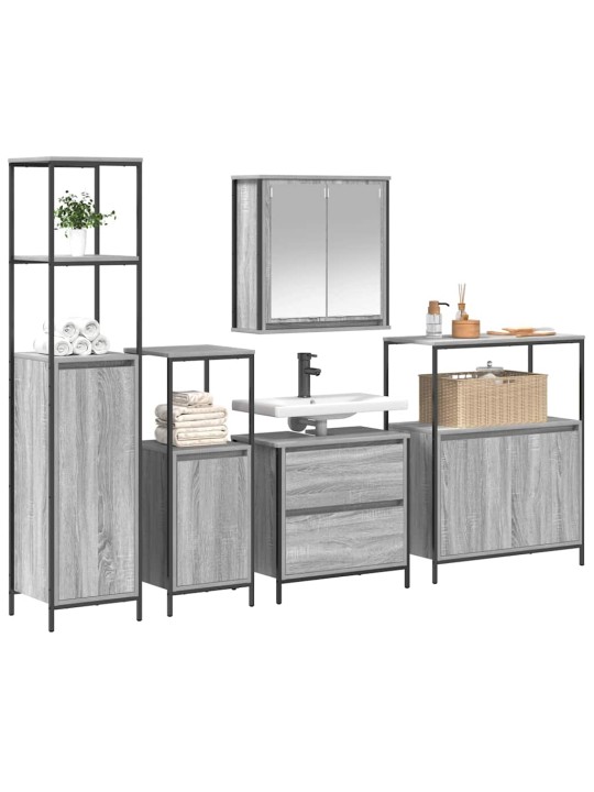 Vannas istabas mēbeļu komplekts 5 pcs pelēka 76.5 x 35 x 95 cm