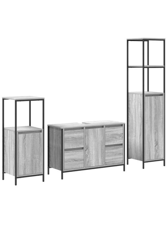 Vannas istabas mēbeļu komplekts 3 pcs pelēks sonoma un melns