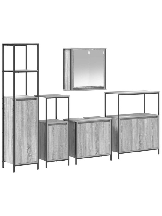 Vannas istabas mēbeļu komplekts 5 pcs pelēks sonoma un melns