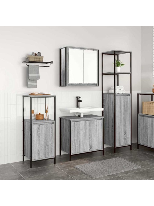 Vannas istabas mēbeļu komplekts 3 pcs pelēks sonoma un melns
