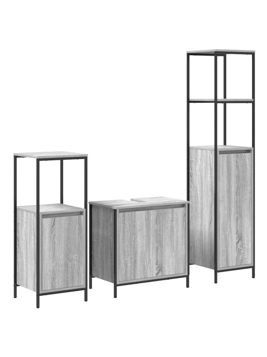Vannas istabas mēbeļu komplekts 3 pcs pelēks sonoma un melns